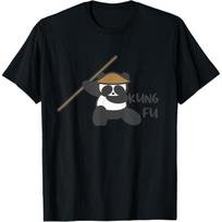 KUNG FU T shirt Panda fighting T-Shirt(1) S juoda