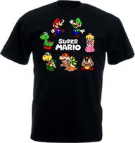 Super Mario 100% medvilnės marškinėliai vyrams, Super Mario personažų marškinėliai, Unisex suaugusiųjų marškinėliai S