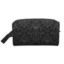 Gothic Black Skull Damask Storage Bag Portable Large Capacity Makeup Bags for Women Men Travel Cosmetic Bag Toiletry Pouch - ... S įvairiaspalvis