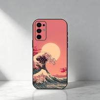 Didžioji bangos banga prie Kanagavos telefono dėklas, skirtas Samsung S25, S24, S21, S22, S23, S30, Ultra, S20, Plus, Fe, Note, 5G Juodas dangtelis Samsung S21fe