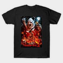 Men Black Print T-shirt Horror Terrifier Clown No-Cut Transfer Paper Print Cotton Tshirt - Men's Summer Cotton Graphic Tee S įvairiaspalvis