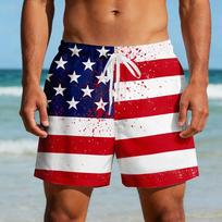 Vyrų Liepos 4 d. JAV. 250-ojo jubiliejaus JAV vėliavos patriotinės maudymosi kelnės Šortai Board shorts Vidutinio juosmens Laisvalaikio Atostogų XL