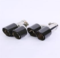 Vienas taškas du H formos anglies pluošto galinis duslintuvo antgalis 76/101mm-kairė+dešinė ryškiai juodas