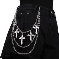Punk Kelnės Grandinėlė Hip Hop Kryžiukas Sluoksniuotos Džinsų Grandinėlės Piniginė Roko Moterims Vyrams Helovino Papuošalai Drabužių Aksesuarai sidabras