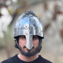 Viduramžių plieninis normanų vikingų šalmas su akiniais, šarvuotas šalmas, 18 G plienas, rankų darbo M aero