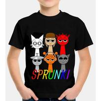Sprunki Incredibox Short Sleeve Horror Game T-Shirt for Kids Boys Girls Summer Cartoon Casual Top Children's Clothing 110