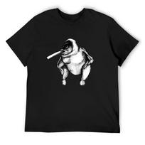 Žuvis ant Vištos, rūkanti cigaretę T-shirt mėlynas užraktas juokingi meme marškinėliai anime figūrėlės marškinėliai grafinis marškinėlis vyrams S juoda