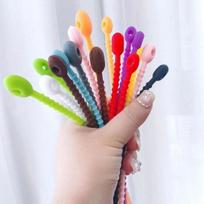 30 Pcs Reusable Silicone Cable Ties - Soft Adjustable Lanyard Colorful Zip Ties for Wire Management, DIY Keychain Strap for Bag
