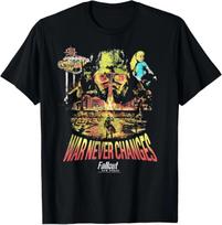 Fallout Video Game New Vegas War Never Changes Collage 100% Cotton T-shirt Mens Tees Top S