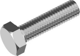 WASI varžtas M12x60 mm, 80 klasė, DIN 933, be veržlės, nerūdijantis plienas A4 su pilnu sriegiu, plotis 19 mm