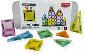 X Bida Mini magnetinių plytelių rinkinys 42 vnt., lavina erdvinį mąstymą ir smulkiąją motoriką, vaikams nuo 3 metų, skaidrus pastelinis