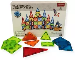 X Bida Kaleidoskopinės magnetinės konstruktoriaus plytelės, 95 vnt., vaikams nuo 3 metų, skatina erdvinę vaizduotę, skaidrios