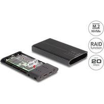 Delock Išorinis korpusas USB 20Gbps 2 x M.2 NVMe PCIe SSD su USB Type-C™ lizdu ir RAID – be įrankių | 42022 | 4043619420223