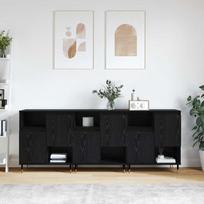 Šoninės lentynos 3 pcs juoda ąžuolo 180 x 35 x 70 cm