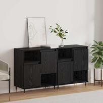 Šoninės lentynos 2 pcs juoda ąžuolo 120 x 35 x 70 cm