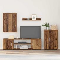 TV spintelių komplektas 4 pcs Senovinis medis Apdirbta mediena
