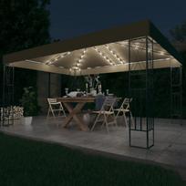Pavėsinė su lempučių girliandomis LED, taupe, 3x4m