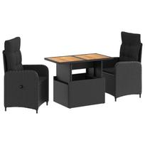 Lauko valgomojo komplektas su pagalve su pagalve 3 pcs Juoda