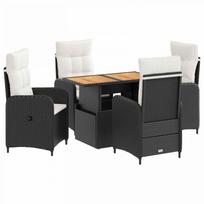 Lauko valgomojo komplektas 5 pcs Juoda ir kreminė balta