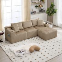 Modulinė sofa su šezlongu ir 2 vietų moduliu, su 5 pagalvėmis