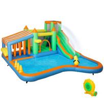 Pripučiamas batutas su čiuožykla ir baseinu 360x315x195 cm daugiaspalvis