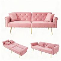 Dvivietė sofa-lova iš veliūro su reguliuojamu atlošu
