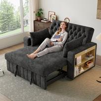 Multifunkcinė sofa-lova su USB, gėrimų laikikliais, saugojimu, pilka