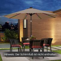 Costway Parasol 300 cm su LED saulės apšvietimu 9 apšvietimo režimai Sodo skėtis su švaistiklio kava