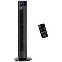 "HOMCOM 2-in-1" gimnastikos ventiliatorius pjedestalo ventiliatorius su nuotolinio valdymo pulteliu stulpelinis ventiliatorius jonizatoriaus laikmačio funkcija 3 vėdinimo lygiai 60° osciliacija 60W 32 x 32 x 106,8 cm, juodas