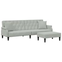 Dvivietė sofa-lova，Poilsio sofa su pagalvėmis ir pakoja, pilka, aksomas CFE95661