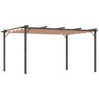 Pergola 3x4 m, reguliuojamas stogas, aliuminis, pilka-ruda