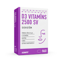 ICONFIT vitaminas D3 moterims 2500 TV (60 kapsulių)