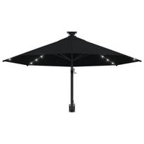 vidaXL Prie sienos montuojamas sodo skėtis su LED, juodas, 300cm, Juoda