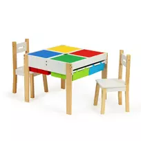 Vaikiškas medinis staliukas su 2 kėdutėm, ECOTOYS