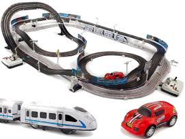 Traukinio ir automobilių trasų rinkinys