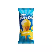 Citrininiai ledai su citrinų įdaru ir glaistu vafliniame kūgyje, POLS 150 ml