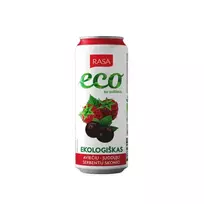 Ekologiškas aviečių ir juodųjų serbentų skonio gazuotas gaivusis gėrimas su sultimis RASA BIO, 330 ml
