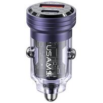 USAMS automobilinis įkroviklis C35 USB+USB-C 45W FAST CHARGE violetinės spalvos CC175CC02 (US-CC175)