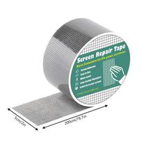 Window Mosquito Net Repair Tape Fiberglass Cloth Mesh Tape Insect Barrier Strong Self Adhesive Waterproof Door Mesh Screen Patch 50mm x 2M pilka spalva