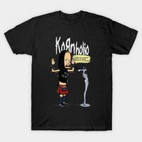 Vyriškas juodas marškinėlis su spauda Kornholio Nu-Metal parodija Be kirpimo šilumos perdavimo spauda Medvilninis marškinėlis M juoda