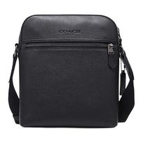 Coach Houston 22 Pebble Leather Messenger Bag Flight Bag Crossbody Bag Shoulder Bag Small Men bags Black 4011-QBBK Basic Set (Bag+Dust Bag)