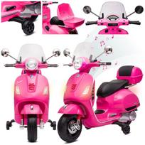 Jeździk Dla Dziecka Skuter Vespa Na Akumulator Z Kuferkiem Fuksja Sun Baby