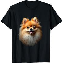 Black Pomeranian Dog Pom Face T-Shirt S juoda