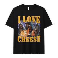 I Love Cheese Funny Skeleton Meme Graphic T Shirt Men Vintage Oversized Short Sleeve T-shirt Fashion Cotton T Shirt S