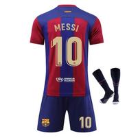 Vaikų Messi Barselonos futbolo komplektas Raudoni/Mėlyni marškinėliai Šortai Vaikų futbolo apranga 100-110 CM mėlyna/raudona
