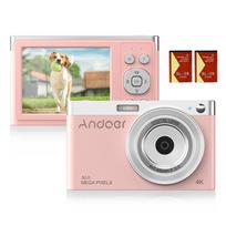 „Andoer“ kompaktiška 4K skaitmeninė kamera vaizdo kamera 50 MP 2,88 colio IPS ekranas, automatinis fokusavimas, 16 kartų priartinimas rožinė
