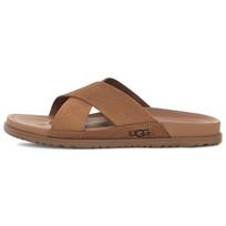 UGG Wainscott Dvisluoksnės Odinės Kryžminės Juostelės Patogūs Šlepetės Vyriškos šlepetės Kaštoninės 1124902-CHE 40
