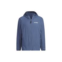 Adidas Lightweight Wind.RDY Windbreaker Solid Color Windproof Breathable Water-Repellent Sports Hoodie Men Outerwear Gray Blue IS0272 XL