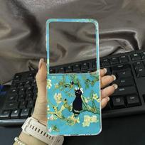 For Samsung Z Flip 7 Cute Black Cat Phone Case for Samsung Galaxy Z Flip 7 5G Clear Hard PC Folding Cover for Z Flip 7 Coque For Samsung ZFlip 7