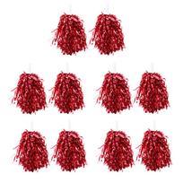 10Pcs Cheer Pom Poms Plastic Glossy Handle Sports Game Accessory College High School Cheer Competition Cheering raudona
